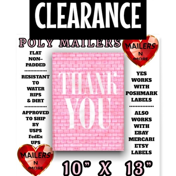 MAILERSNAMORE Other - ( Quantity 50 10x13 ) Thank You Poly Mailers Bag Shipping Envelopes CLEARANCE
